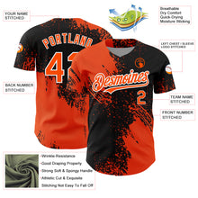 Load image into Gallery viewer, Custom Black Orange-White 3D Pattern Design Abstract Brush Stroke Authentic Baseball Jersey
