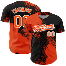 Load image into Gallery viewer, Custom Black Orange-White 3D Pattern Design Abstract Brush Stroke Authentic Baseball Jersey