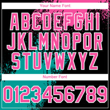 Load image into Gallery viewer, Custom Black Pink-Teal 3D Pattern Design Abstract Brush Stroke Authentic Baseball Jersey