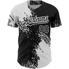 Load image into Gallery viewer, Custom Black White 3D Pattern Design Abstract Brush Stroke Authentic Baseball Jersey