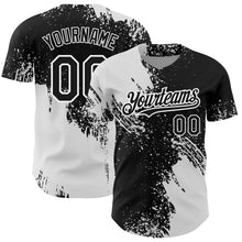 Load image into Gallery viewer, Custom Black White 3D Pattern Design Abstract Brush Stroke Authentic Baseball Jersey