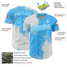Load image into Gallery viewer, Custom Sky Blue White 3D Pattern Design Abstract Brush Stroke Authentic Baseball Jersey