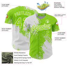 Load image into Gallery viewer, Custom Neon Green White 3D Pattern Design Abstract Brush Stroke Authentic Baseball Jersey