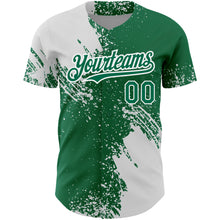 Load image into Gallery viewer, Custom Kelly Green White 3D Pattern Design Abstract Brush Stroke Authentic Baseball Jersey