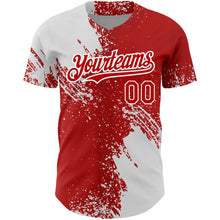 Load image into Gallery viewer, Custom Red White 3D Pattern Design Abstract Brush Stroke Authentic Baseball Jersey