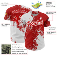 Load image into Gallery viewer, Custom Red White 3D Pattern Design Abstract Brush Stroke Authentic Baseball Jersey