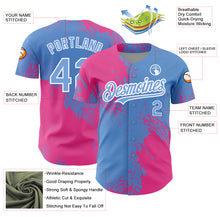 Load image into Gallery viewer, Custom Light Blue Pink-White 3D Pattern Design Abstract Brush Stroke Authentic Baseball Jersey