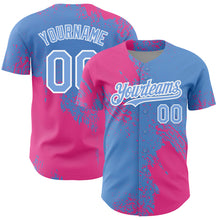 Load image into Gallery viewer, Custom Light Blue Pink-White 3D Pattern Design Abstract Brush Stroke Authentic Baseball Jersey