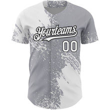 Load image into Gallery viewer, Custom Gray White-Black 3D Pattern Design Abstract Brush Stroke Authentic Baseball Jersey
