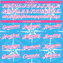 Load image into Gallery viewer, Custom Sky Blue White-Pink 3D Pattern Design Navigation Compass Authentic Baseball Jersey
