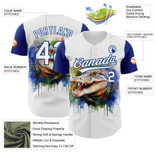 Load image into Gallery viewer, Custom White Royal 3D Pattern Design Crocodile Authentic Baseball Jersey