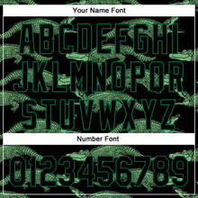Load image into Gallery viewer, Custom Black Kelly Green 3D Pattern Design Crocodile Authentic Baseball Jersey