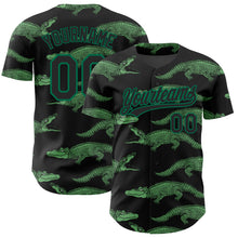Load image into Gallery viewer, Custom Black Kelly Green 3D Pattern Design Crocodile Authentic Baseball Jersey