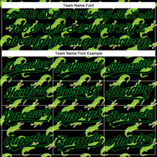 Load image into Gallery viewer, Custom Black Grass Green 3D Pattern Design Crocodile Authentic Baseball Jersey