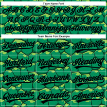 Load image into Gallery viewer, Custom Kelly Green Black 3D Pattern Design Turtle Shell Authentic Baseball Jersey