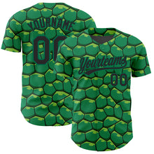 Load image into Gallery viewer, Custom Kelly Green Black 3D Pattern Design Turtle Shell Authentic Baseball Jersey