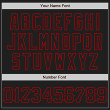 Load image into Gallery viewer, Custom Black Red 3D Pattern Design Abstract Network Authentic Baseball Jersey