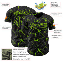 Load image into Gallery viewer, Custom Black Neon Green 3D Pattern Design Abstract Network Authentic Baseball Jersey
