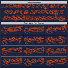 Load image into Gallery viewer, Custom Navy Orange 3D Pattern Design Abstract Network Authentic Baseball Jersey