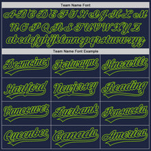 Load image into Gallery viewer, Custom Navy Neon Green 3D Pattern Design Abstract Network Authentic Baseball Jersey