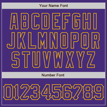 Load image into Gallery viewer, Custom Purple Gold 3D Pattern Design Abstract Network Authentic Baseball Jersey