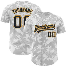 Load image into Gallery viewer, Custom White Black-Old Gold 3D Pattern Design Curve Lines Authentic Baseball Jersey