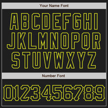 Load image into Gallery viewer, Custom Black Neon Yellow 3D Pattern Design Curve Lines Authentic Baseball Jersey