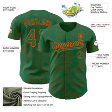 Load image into Gallery viewer, Custom Kelly Green Orange 3D Pattern Design Curve Lines Authentic Baseball Jersey