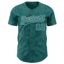 Load image into Gallery viewer, Custom Teal Gray 3D Pattern Design Curve Lines Authentic Baseball Jersey