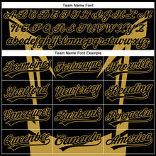 Load image into Gallery viewer, Custom Black Old Gold 3D Pattern Design Side Sharp Edges Authentic Baseball Jersey