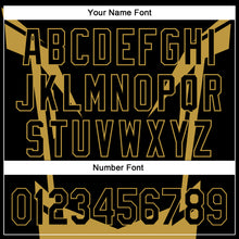 Load image into Gallery viewer, Custom Black Old Gold 3D Pattern Design Side Sharp Edges Authentic Baseball Jersey