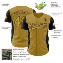 Load image into Gallery viewer, Custom Old Gold Black 3D Pattern Design Side Stripes Authentic Baseball Jersey
