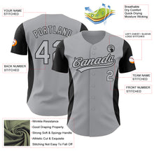 Load image into Gallery viewer, Custom Gray Black 3D Pattern Design Side Stripes Authentic Baseball Jersey