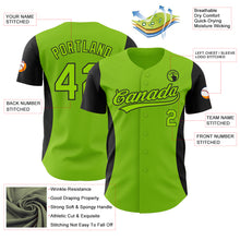 Load image into Gallery viewer, Custom Neon Green Black 3D Pattern Design Side Stripes Authentic Baseball Jersey
