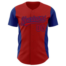 Load image into Gallery viewer, Custom Red Royal 3D Pattern Design Side Stripes Authentic Baseball Jersey