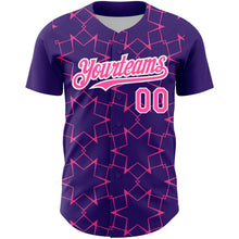 Load image into Gallery viewer, Custom Purple Pink-White 3D Pattern Design Star Lines Authentic Baseball Jersey