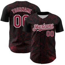 Load image into Gallery viewer, Custom Black Crimson-White 3D Pattern Design Spider Web Authentic Baseball Jersey