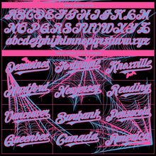Load image into Gallery viewer, Custom Black Light Blue-Pink 3D Pattern Design Spider Web Authentic Baseball Jersey