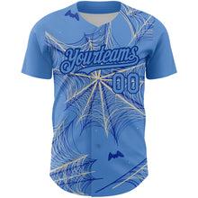 Load image into Gallery viewer, Custom Light Blue Cream-Royal 3D Pattern Design Spider Web Authentic Baseball Jersey