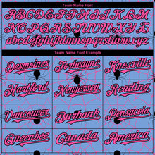 Load image into Gallery viewer, Custom Light Blue Pink-Black 3D Pattern Design Spider Web Authentic Baseball Jersey