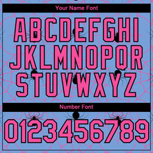 Load image into Gallery viewer, Custom Light Blue Pink-Black 3D Pattern Design Spider Web Authentic Baseball Jersey