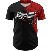 Load image into Gallery viewer, Custom Black Red-White 3D Pattern Design Spider Web Authentic Baseball Jersey