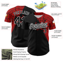 Load image into Gallery viewer, Custom Black Red-White 3D Pattern Design Spider Web Authentic Baseball Jersey