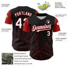 Load image into Gallery viewer, Custom Black White-Red 3D Pattern Design Spider Web Authentic Baseball Jersey