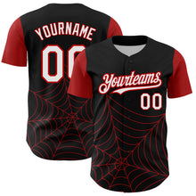 Load image into Gallery viewer, Custom Black White-Red 3D Pattern Design Spider Web Authentic Baseball Jersey