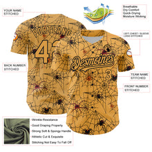Load image into Gallery viewer, Custom Gold Black 3D Pattern Design Spider Web Authentic Baseball Jersey
