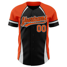 Load image into Gallery viewer, Custom Black Orange-White 3D Pattern Design Curve Solid Authentic Baseball Jersey