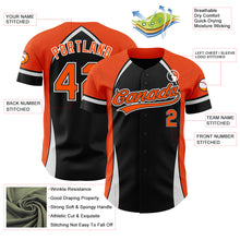 Load image into Gallery viewer, Custom Black Orange-White 3D Pattern Design Curve Solid Authentic Baseball Jersey