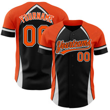 Load image into Gallery viewer, Custom Black Orange-White 3D Pattern Design Curve Solid Authentic Baseball Jersey