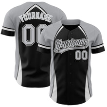Load image into Gallery viewer, Custom Black Gray-White 3D Pattern Design Curve Solid Authentic Baseball Jersey